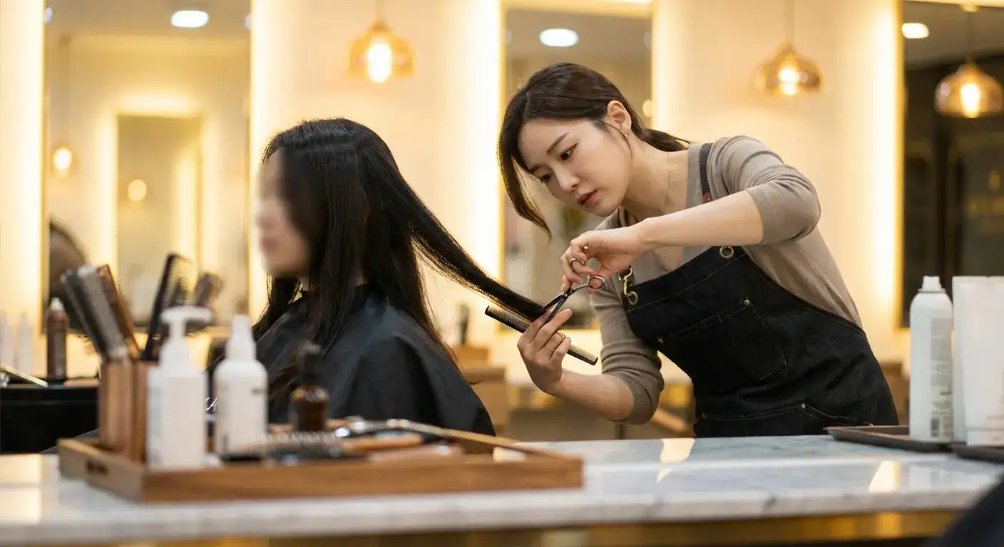 헤어 스타일링 시술 장면