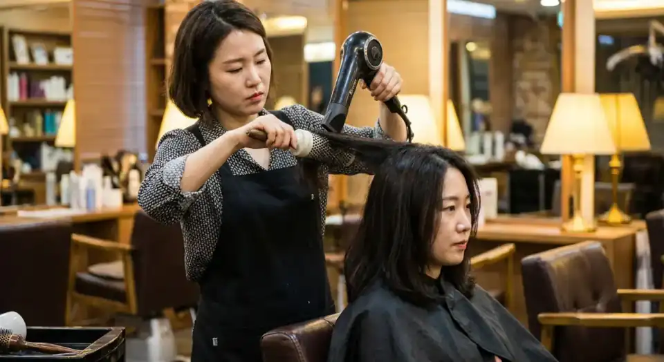 헤어 시술 스타일링 작업 과정